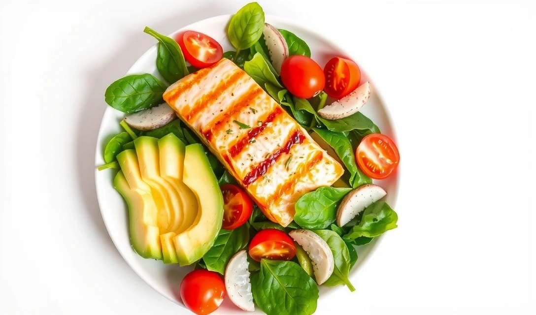 Sałatka z łososiem, awokado i szpinakiem