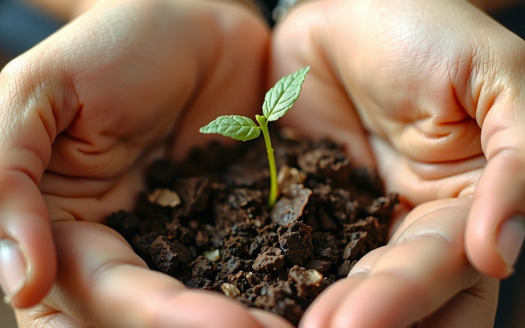 Ręce trzymające kiełki roślin symbolizujące naturalne zdrowie i wzrost