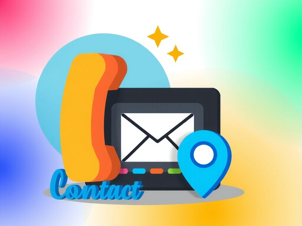 Ilustracja przedstawiająca różne ikony kontaktu: telefon, kopertę, pinezkę lokalizacji, symbolizujące łatwość nawiązania kontaktu.